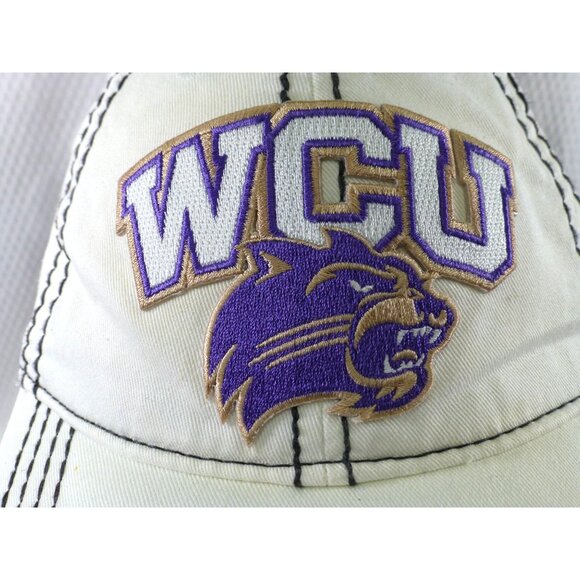 Wcu Western Carolina Catamounts University Baseball Cap White Purple Embroidered - Picture 2 of 8